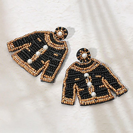 Felt Back Pearl Seed Beaded Top Dangle Earrings