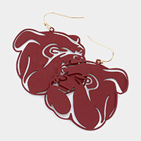 Metal Cutout Bulldog Dangle Earrings