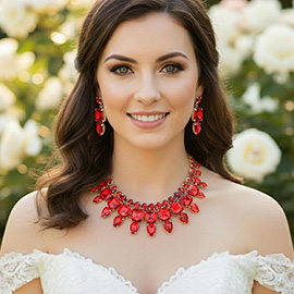 Multi Stone Cluster Evening Necklace