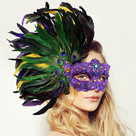 Mardi Gras Lace Masquerade Venetian Feather Mask