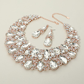 Marquise Teardrop Stone Accented Evening Necklace