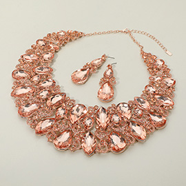 Marquise Teardrop Stone Accented Evening Necklace