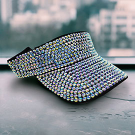 Bling Studded Wide Brim Visor Hat
