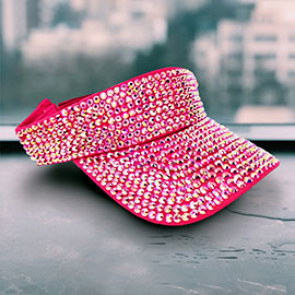 Bling Studded Wide Brim Visor Hat
