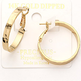 14K Gold Dipped Hammered Metal Hoop Earrings