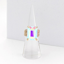 Emerald Cut Stone Adjustable Ring