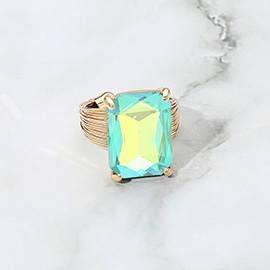 Emerald Cut Stone Adjustable Ring