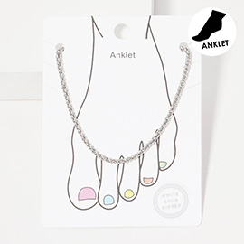 White Gold Dipped Textured Chain Anklet