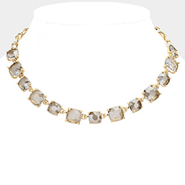 Cushion Square Stone Link Evening Necklace