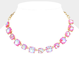 Cushion Square Stone Link Evening Necklace