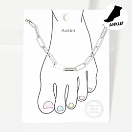 White Gold Dipped Paperclip Chain Anklet
