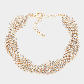 Braided Rhinestone Pave Evening Bracelet