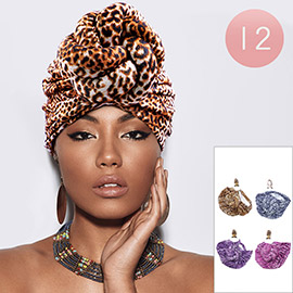 12PCS - Leopard Patterned Turban Hats