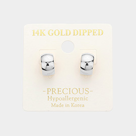 14K White Gold Dipped Metal Hoop Earrings