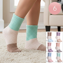 6Pairs - Color Block Luxury Soft Socks