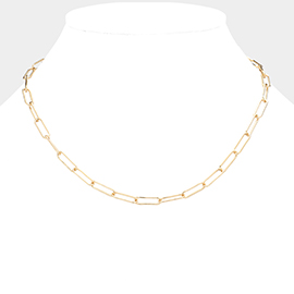 Gold Dipped Open Metal Oval Link Necklace