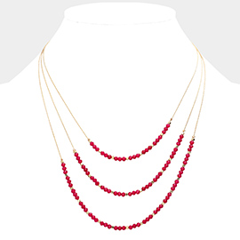 Faceted Beaded Triple Layered Bib Necklace