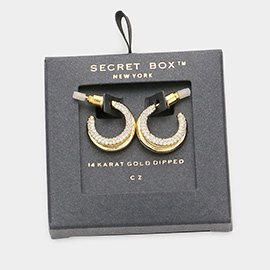 Secret Box _ 14K Gold Dipped CZ Embellished Hoop Earrings