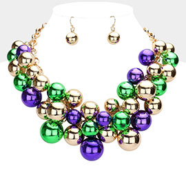 Mardi Gras Metal Ball Statement Necklace