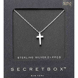 SECRET BOX_Sterling Silver Dipped Dainty Cross Pendant Necklace