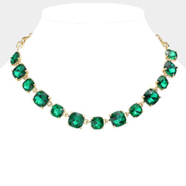 Cushion Square Stone Link Evening Necklace