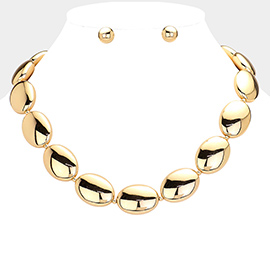 Chunky Metal Pebble Link  Necklace