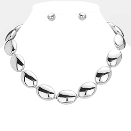 Chunky Metal Pebble Link  Necklace