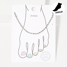 White Gold Dipped Rope Chain Anklet