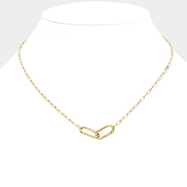 SECRET BOX_Stainless Steel Oval Chain Link Pendant Necklace