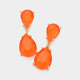 Double Neon Teardrop Link Dangle Evening Earrings