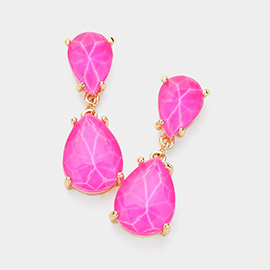 Double Neon Teardrop Link Dangle Evening Earrings
