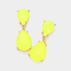 Double Neon Teardrop Link Dangle Evening Earrings