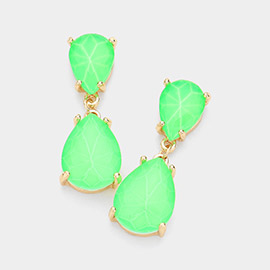 Double Neon Teardrop Link Dangle Evening Earrings