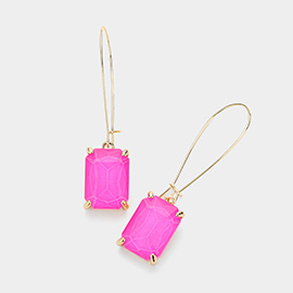 Emerald Cut Stone Dangle Evening Earrings