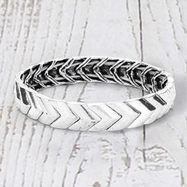 Burnished Metal Chevron Stretch Bracelet