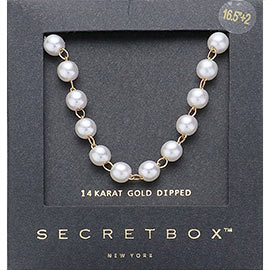 SECRET BOX_14K Gold Dipped Pearl Station Necklace