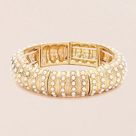 Pearl Paved Stretch Bangle Bracelet