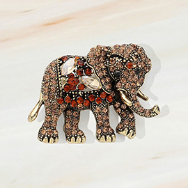 Stone Embellished Elephant Pin Brooch