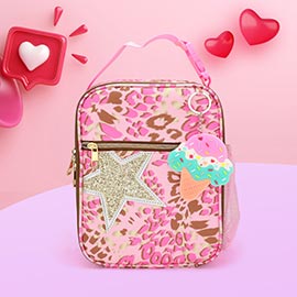HOT FOCUS - Kids Groovy Flower Insulated Water Repellent Lunch Bag with Fun Keychain