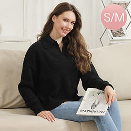 Solid Collar Pullover Sweater