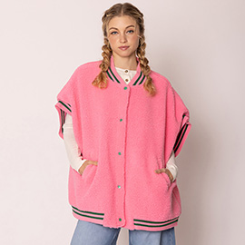 Button Up College Sherpa Varsity Vest