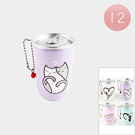 12PCS - Cat Printed Mini Soda Can Wet Wipes