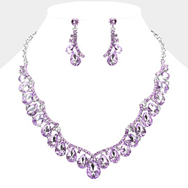 Teardrop Stone Cluster Embellished Evening Necklace
