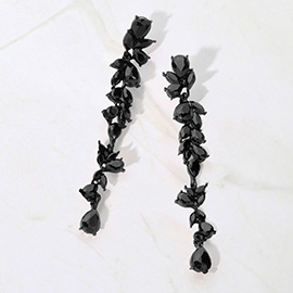 Teardrop Marquise Stone Cluster Embellished Dropdown Evening Earrings