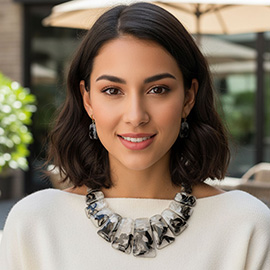 Bold Abstract Resin Bib Statement Necklace