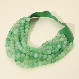 Faceted Beaded Multi Layered Magnetic Collar Necklace