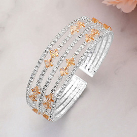 Square Cut CZ Stone Accented Evening Bracelet