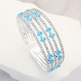 Square Cut CZ Stone Accented Evening Bracelet