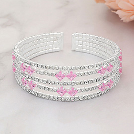 Square Cut CZ Stone Accented Evening Bracelet
