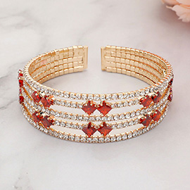 Square Cut CZ Stone Accented Evening Bracelet